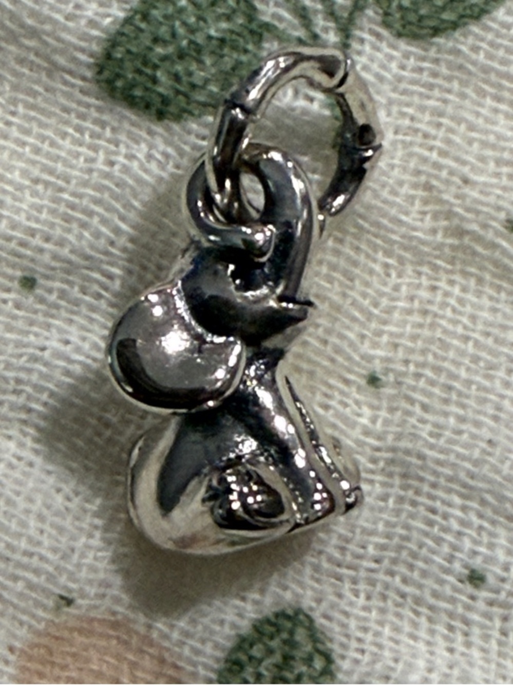 Silver Elephant Charm Pendant - Polished Silver Tone